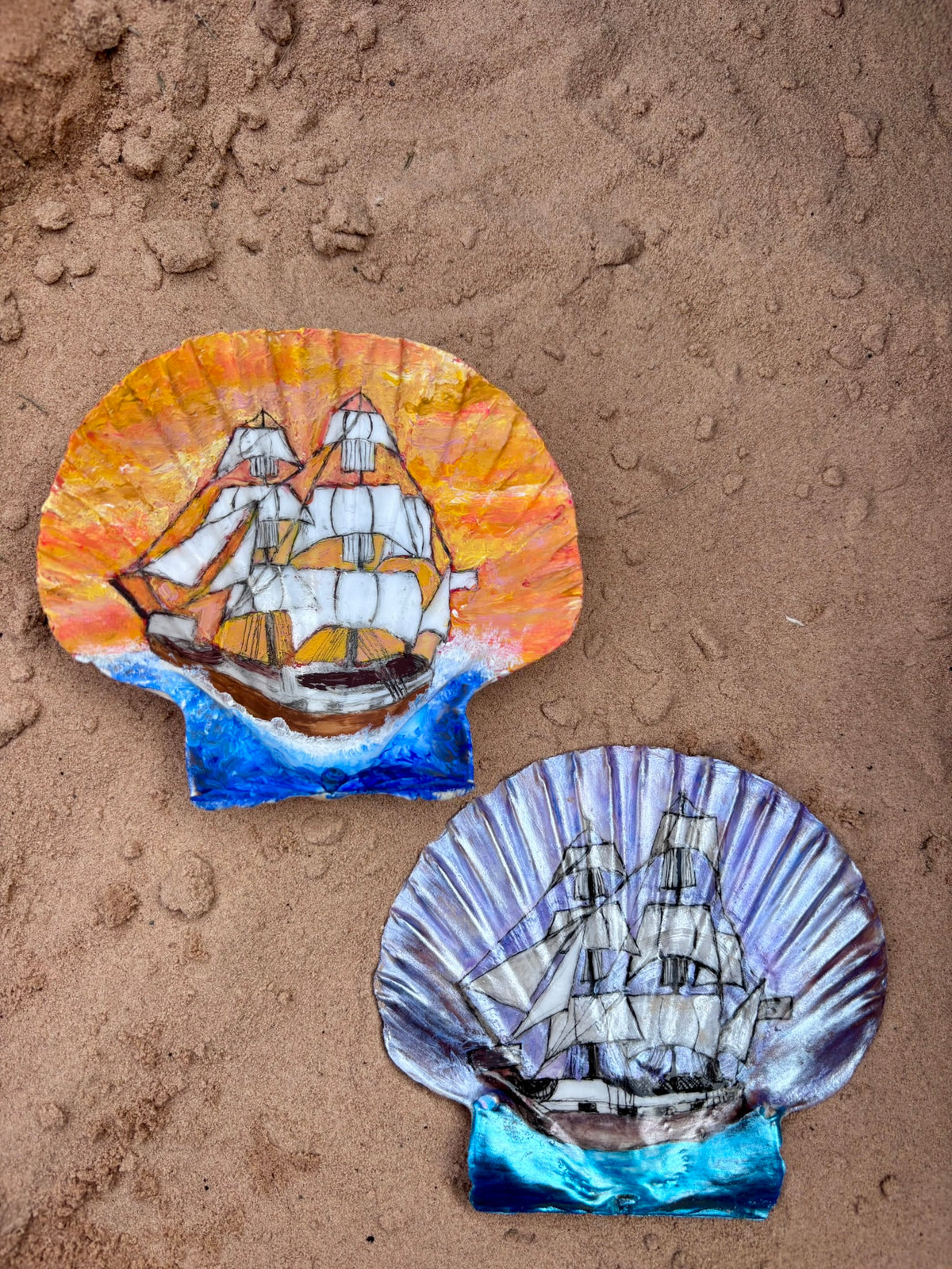 Hand-Painted Shell - Hispaniola at Sunset