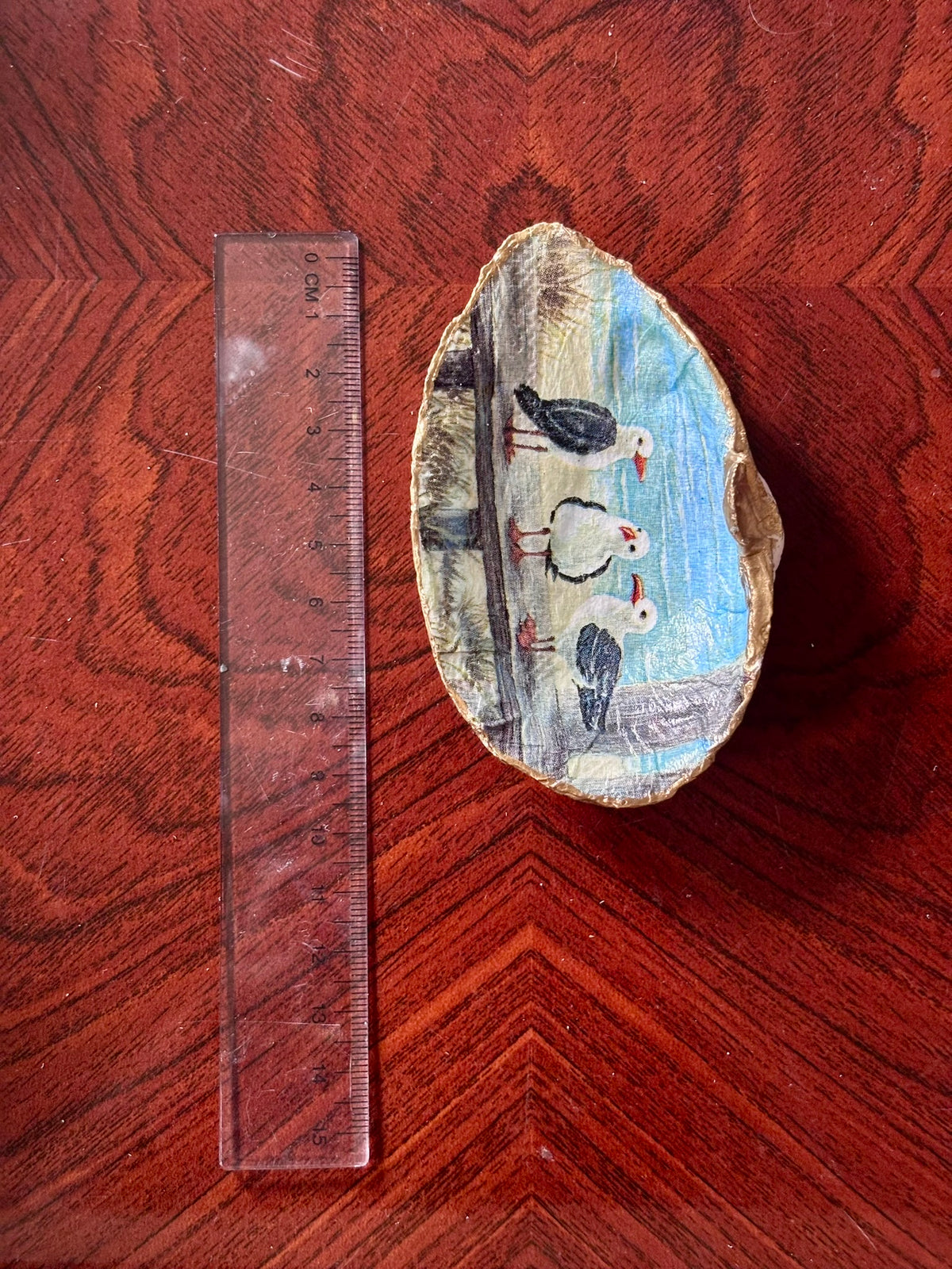 Decoupaged Shell - Seagulls