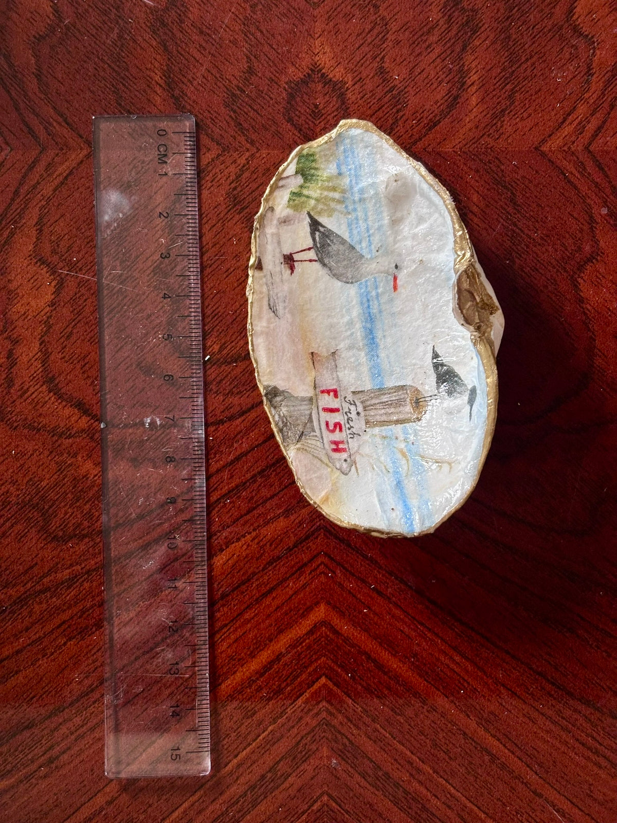 Decoupaged Shell - Seagulls