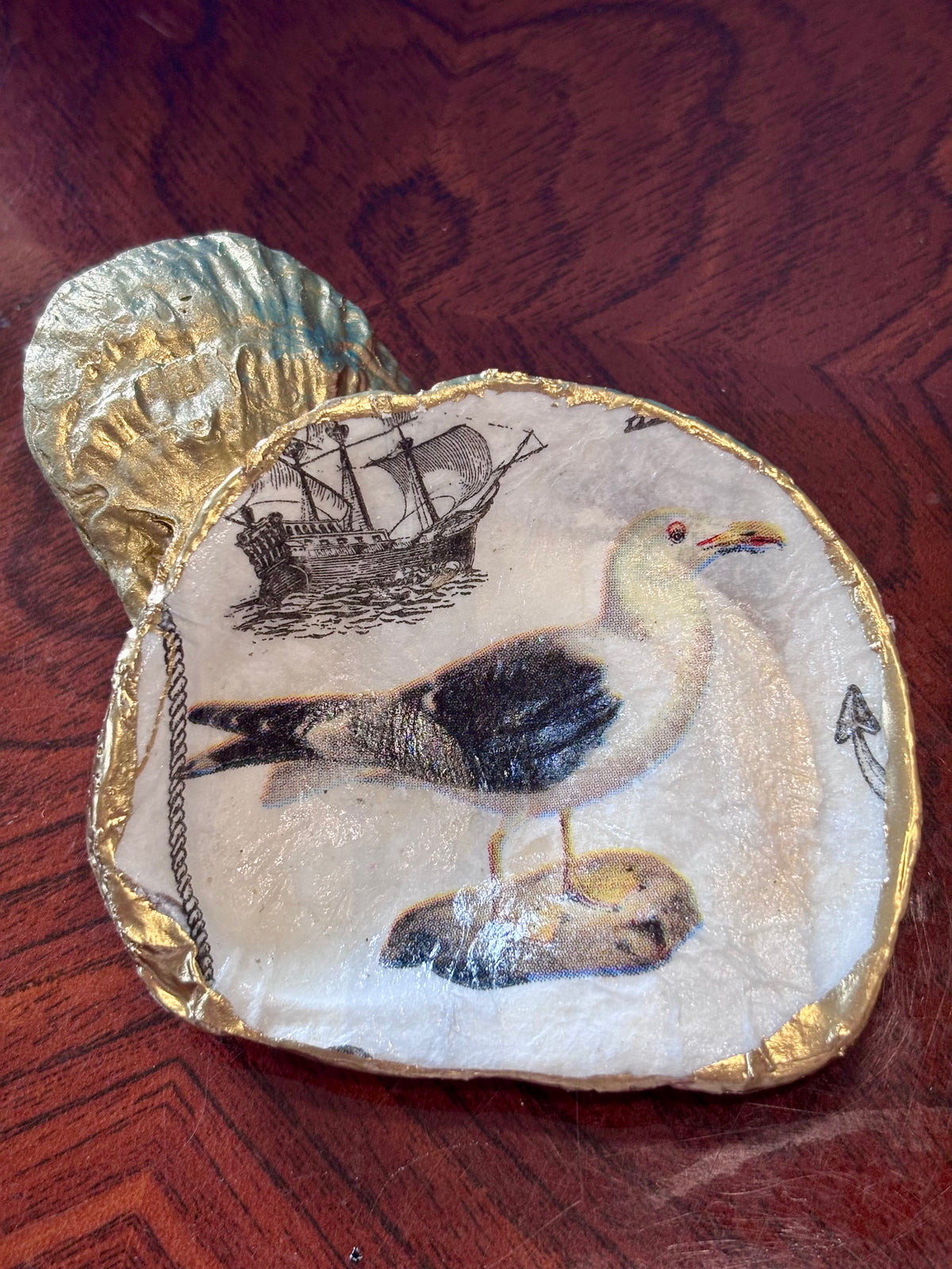 Decoupaged Shell - Seagull