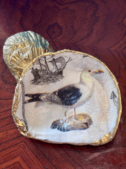Decoupaged Shell - Seagull