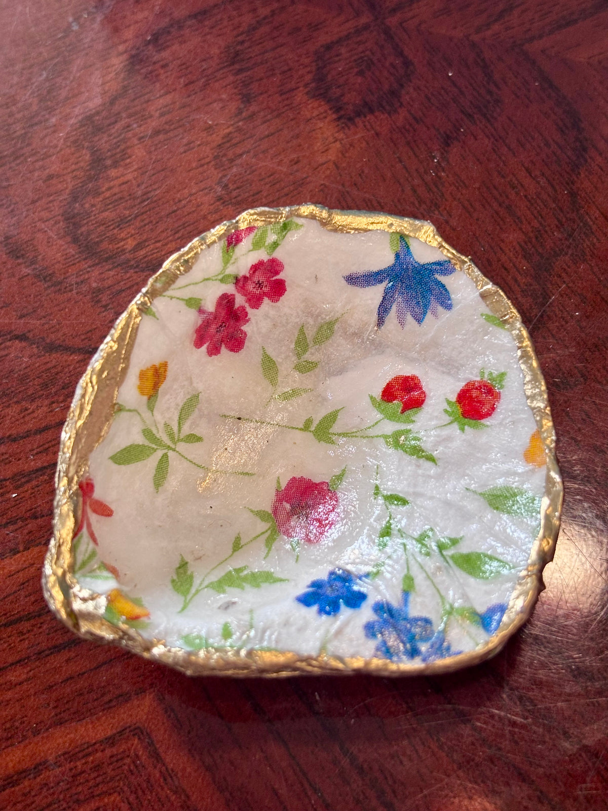 Decoupaged Shell - Flowers