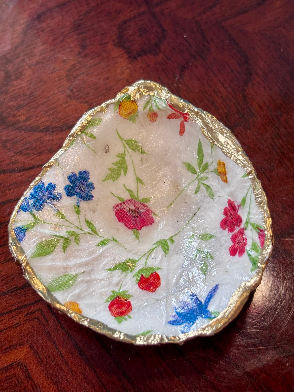 Decoupaged Shell - Flowers