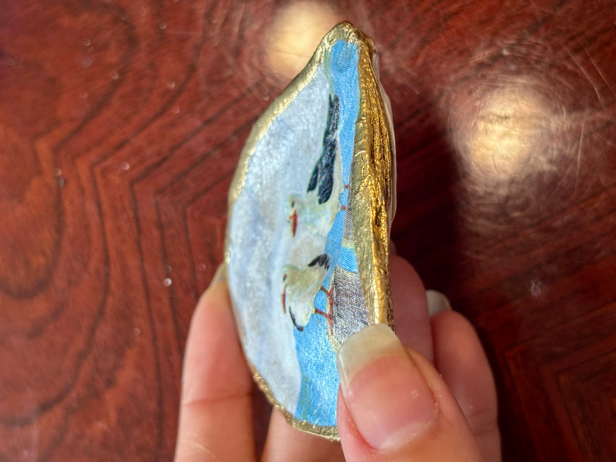 Decoupaged Shell - Seagulls