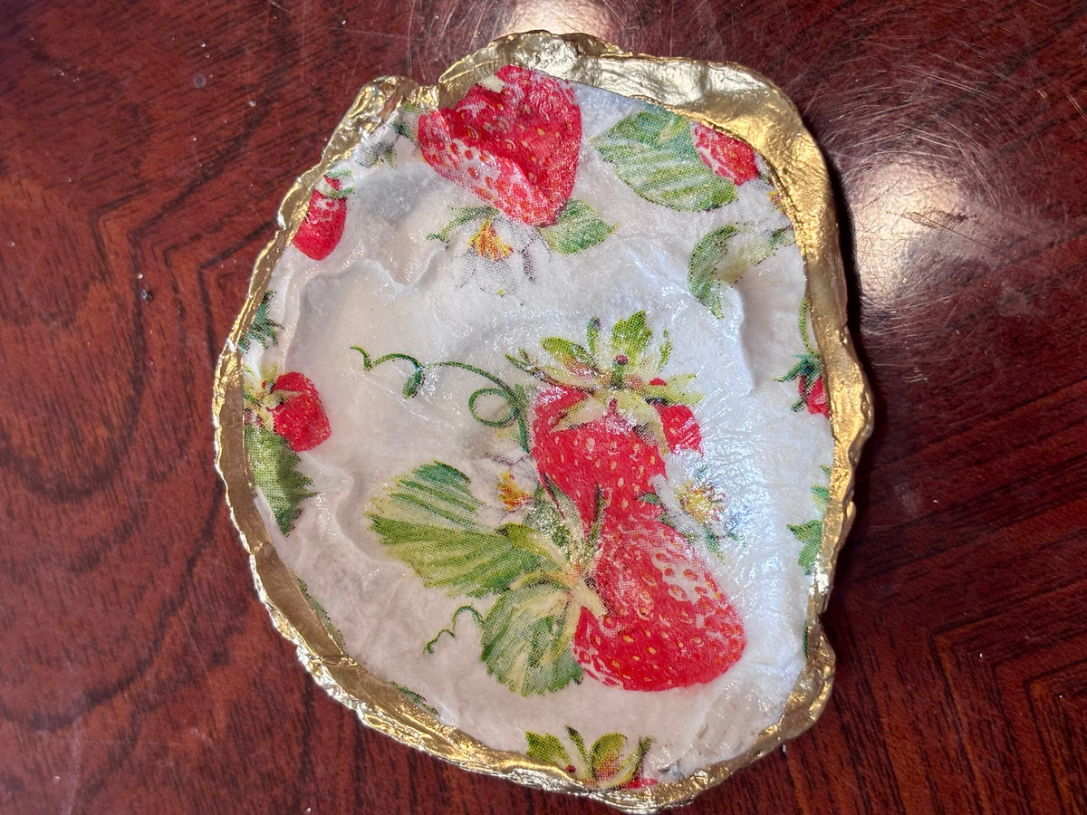 Decoupaged Shell - Strawberries