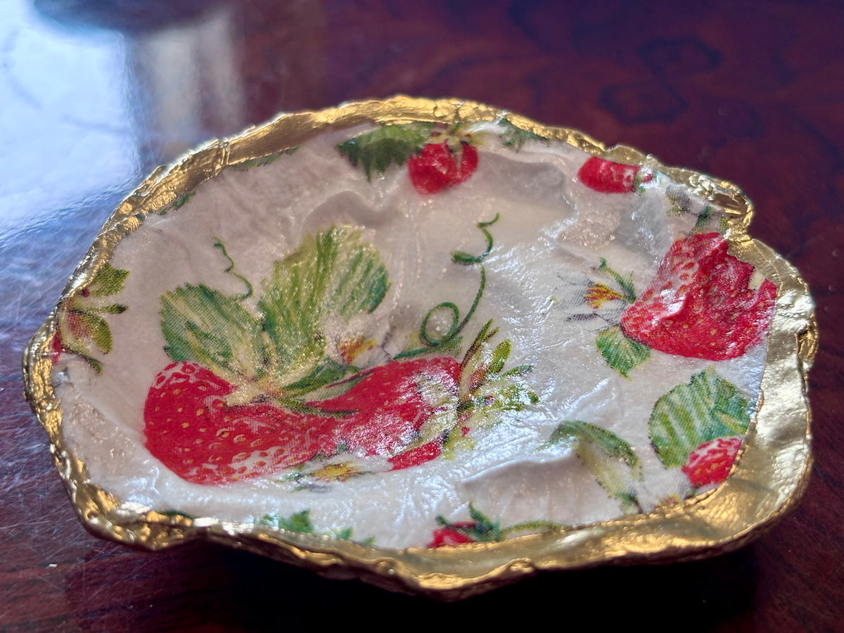 Decoupaged Shell - Strawberries