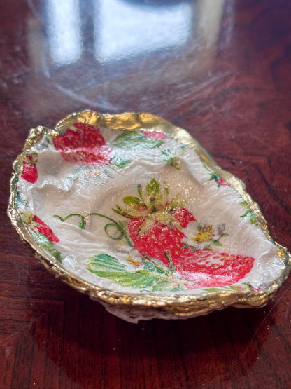 Decoupaged Shell - Strawberries