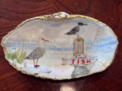 Decoupaged Shell - Seagulls