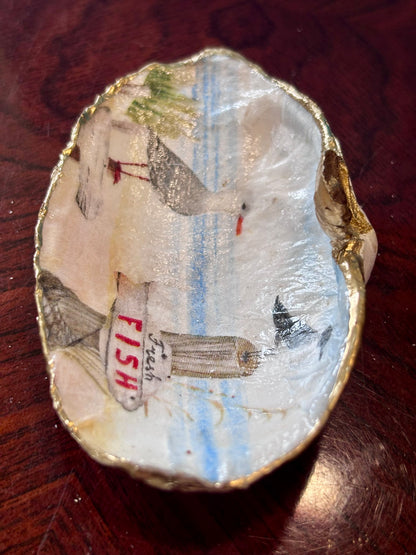 Decoupaged Shell - Seagulls