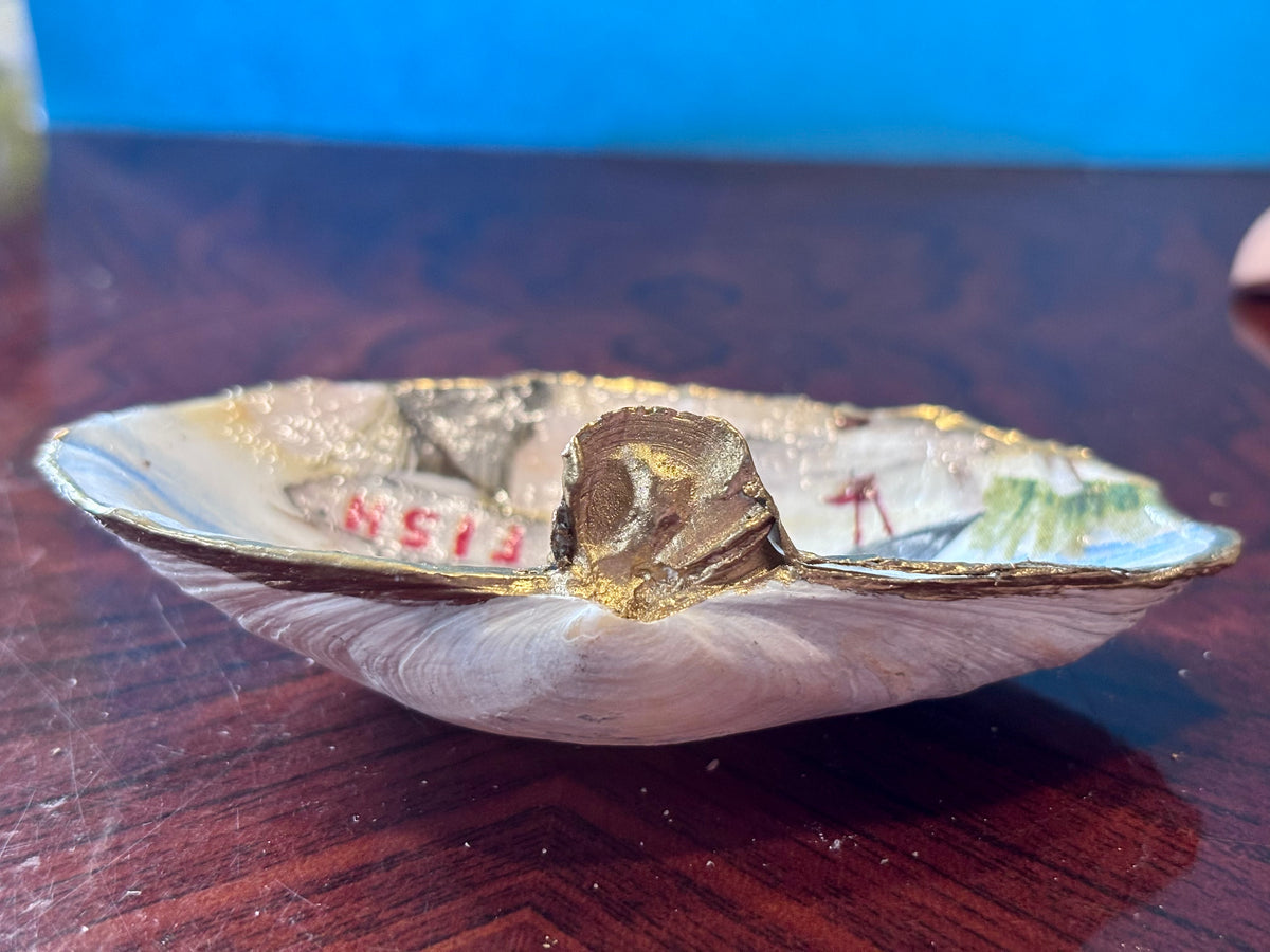 Decoupaged Shell - Seagulls