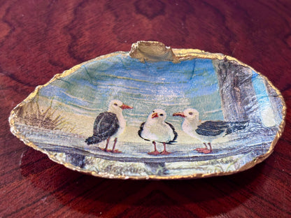 Decoupaged Shell - Seagulls