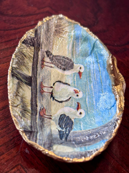 Decoupaged Shell - Seagulls