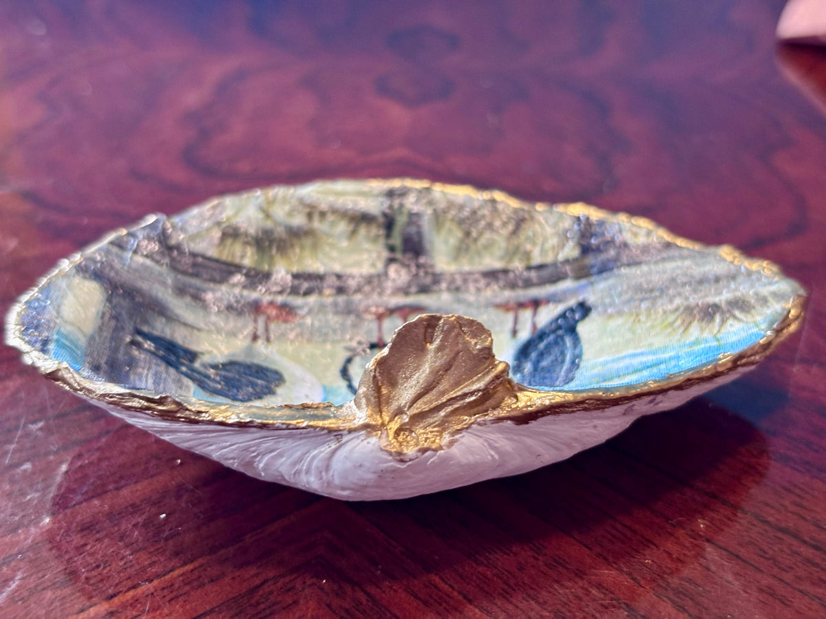 Decoupaged Shell - Seagulls