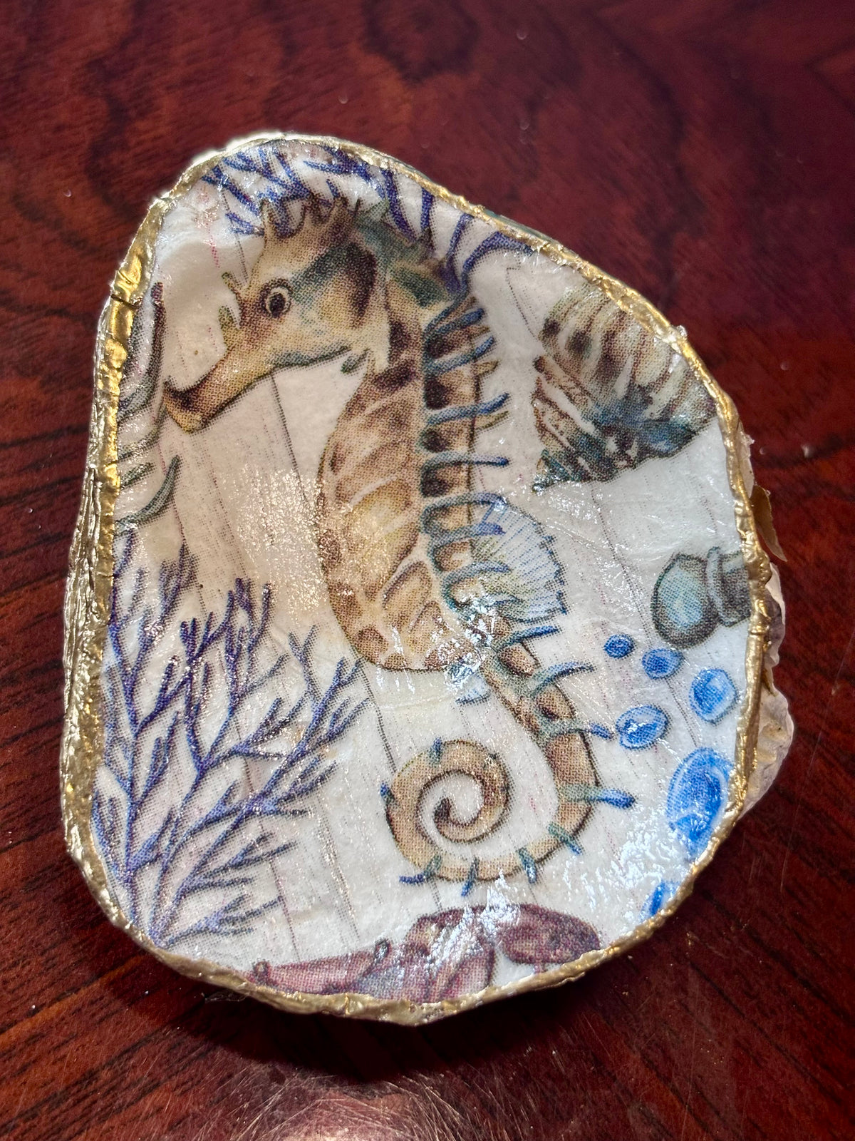 Decoupaged Shell - Seahorse