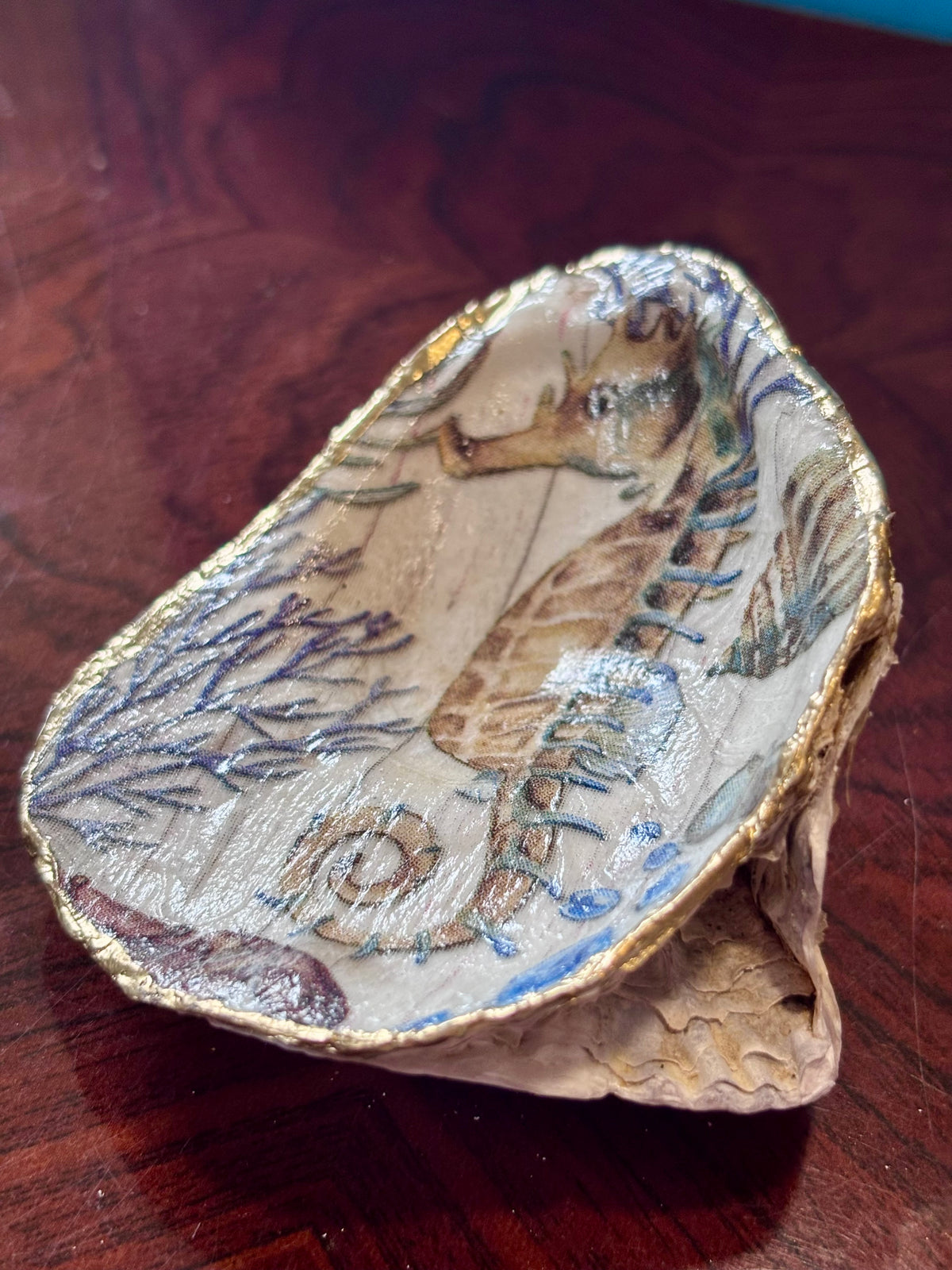 Decoupaged Shell - Seahorse