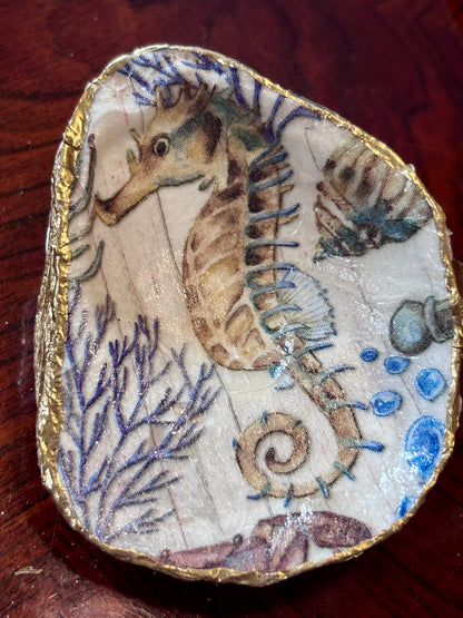 Decoupaged Shell - Seahorse