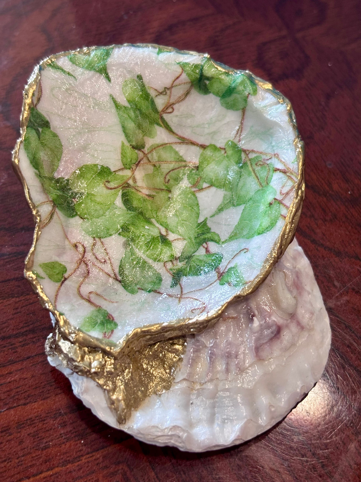 Decoupaged Shell - Ivy