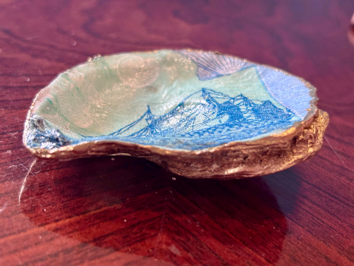 Decoupaged Shell - Sailing Boat