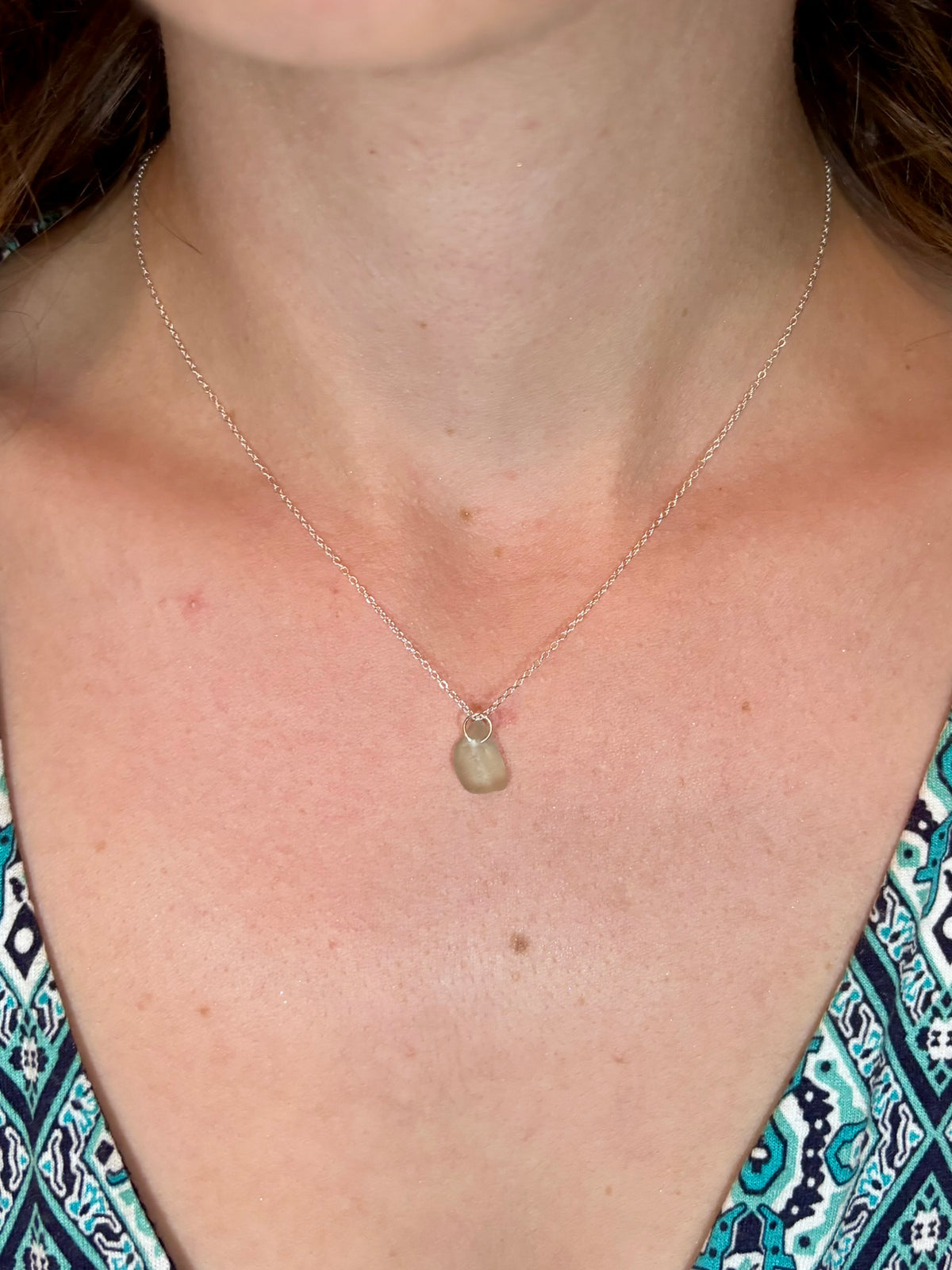 Sterling Silver Sea Glass Necklace - Blue