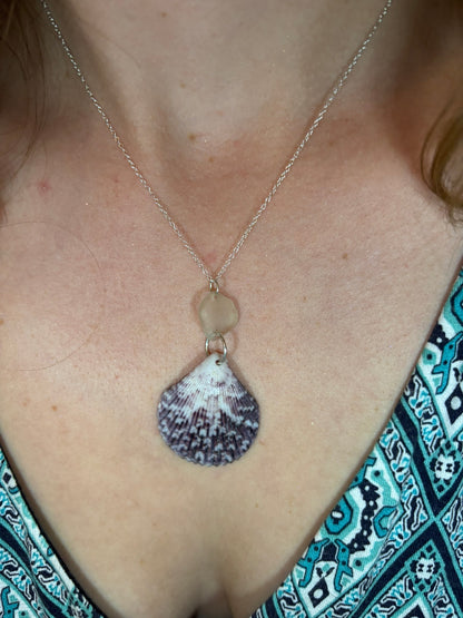 Sterling Silver Shell and Sea Glass Necklace