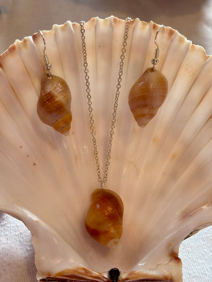 Silver Plated Shell Necklace and Earring Set