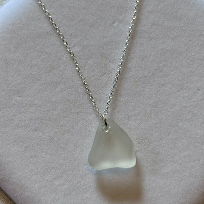 Sterling Silver Sea Glass Necklace - White