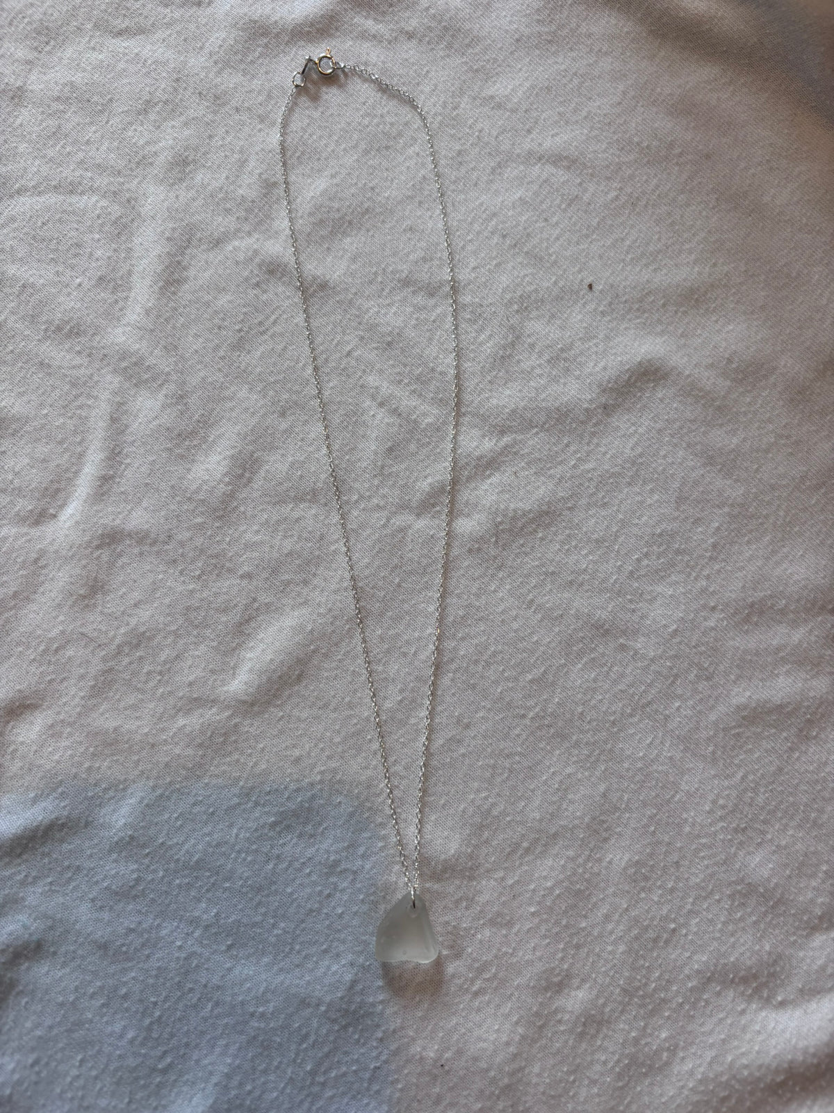 Sterling Silver Sea Glass Necklace - White