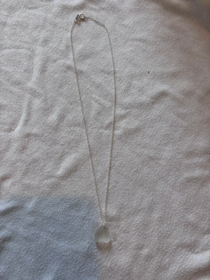 Sterling Silver Sea Glass Necklace - White
