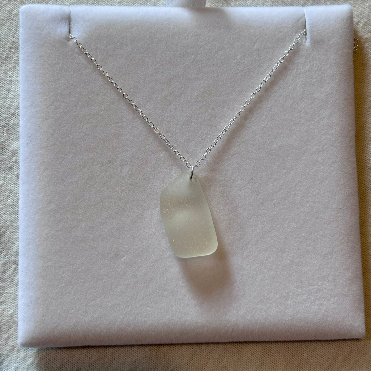 Sterling Silver Sea Glass Necklace - White
