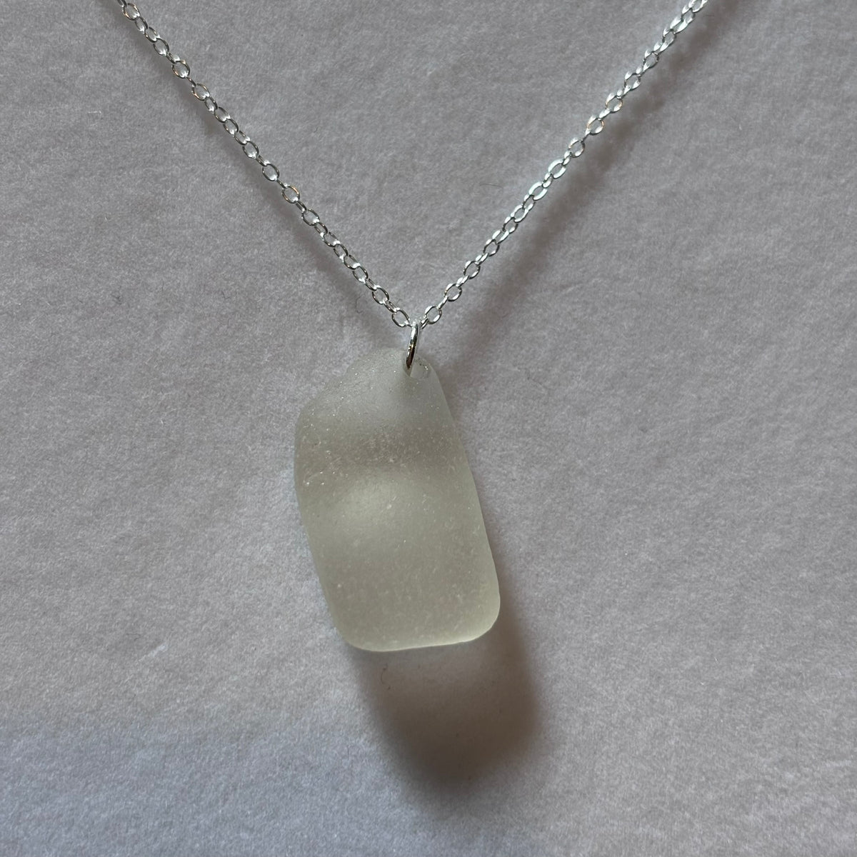 Sterling Silver Sea Glass Necklace - White