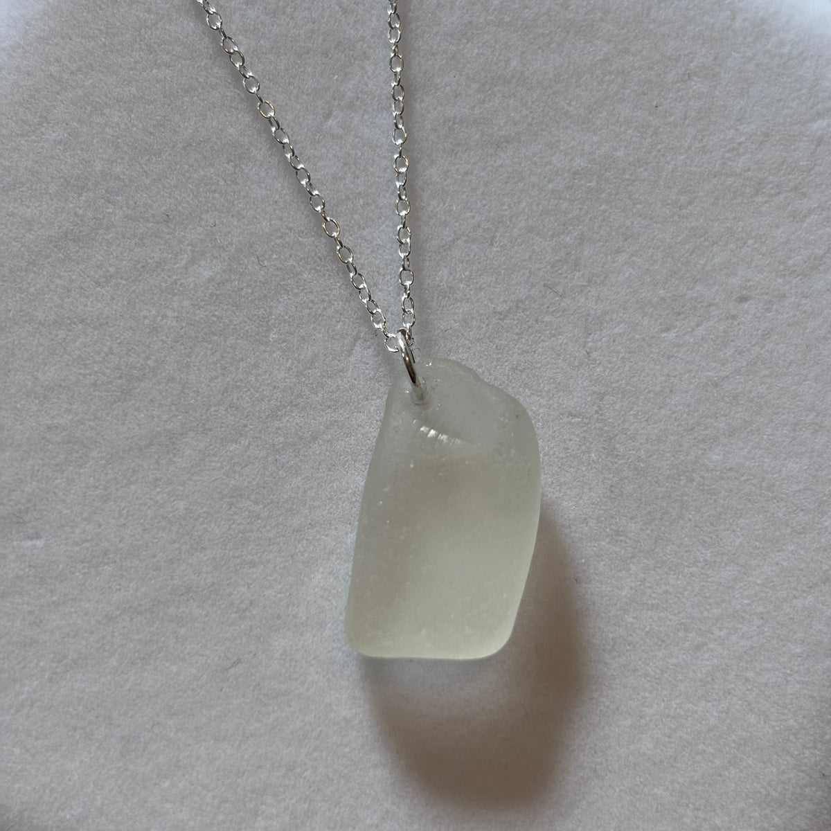 Sterling Silver Sea Glass Necklace - White