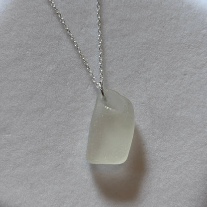 Sterling Silver Sea Glass Necklace - White