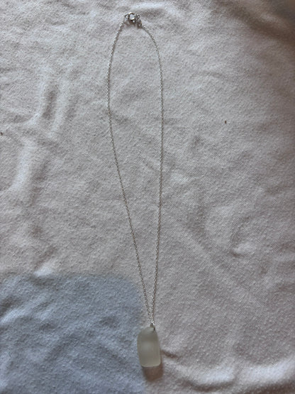 Sterling Silver Sea Glass Necklace - White