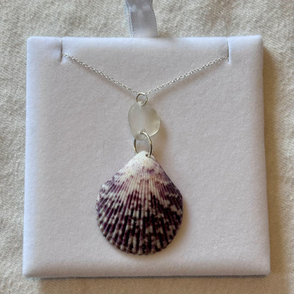 Sterling Silver Shell and Sea Glass Necklace