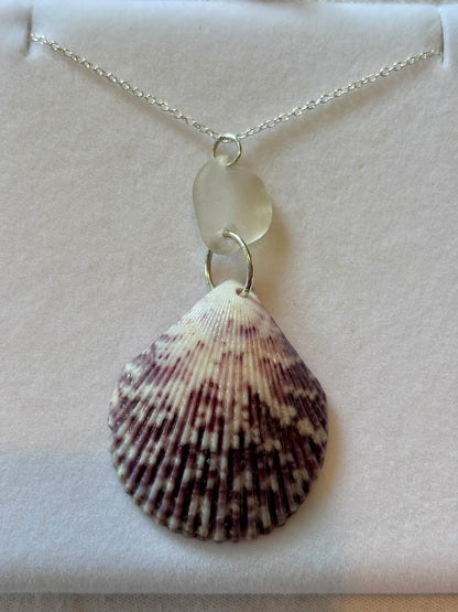 Sterling Silver Shell and Sea Glass Necklace