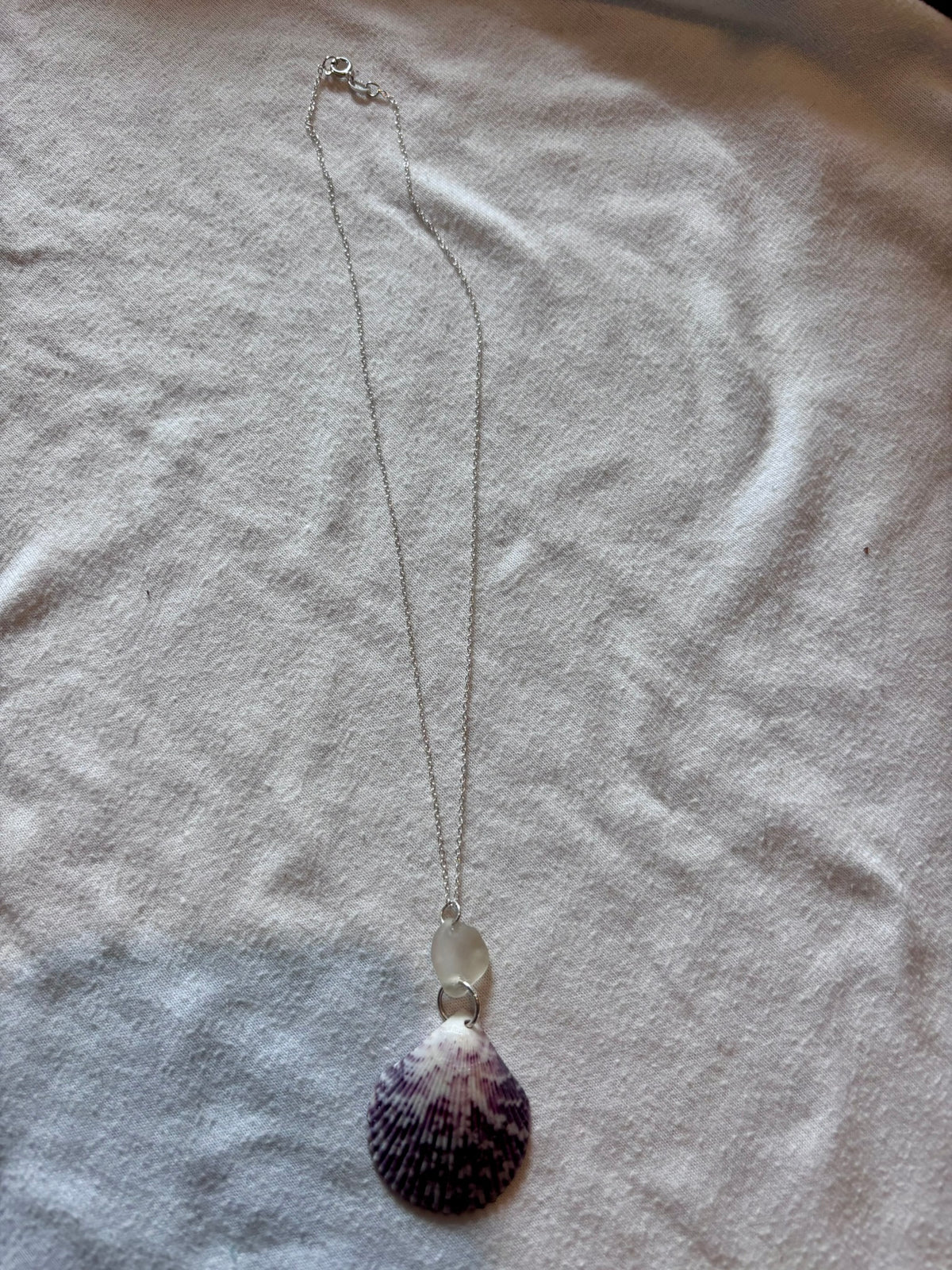 Sterling Silver Shell and Sea Glass Necklace