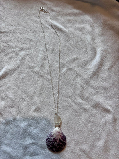 Sterling Silver Shell and Sea Glass Necklace