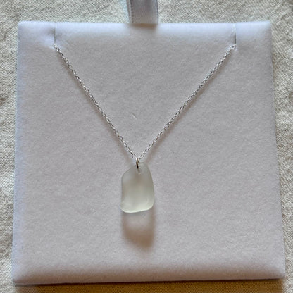 Sterling Silver Sea Glass Necklace - White