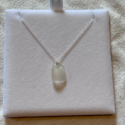 Sterling Silver Sea Glass Necklace - White