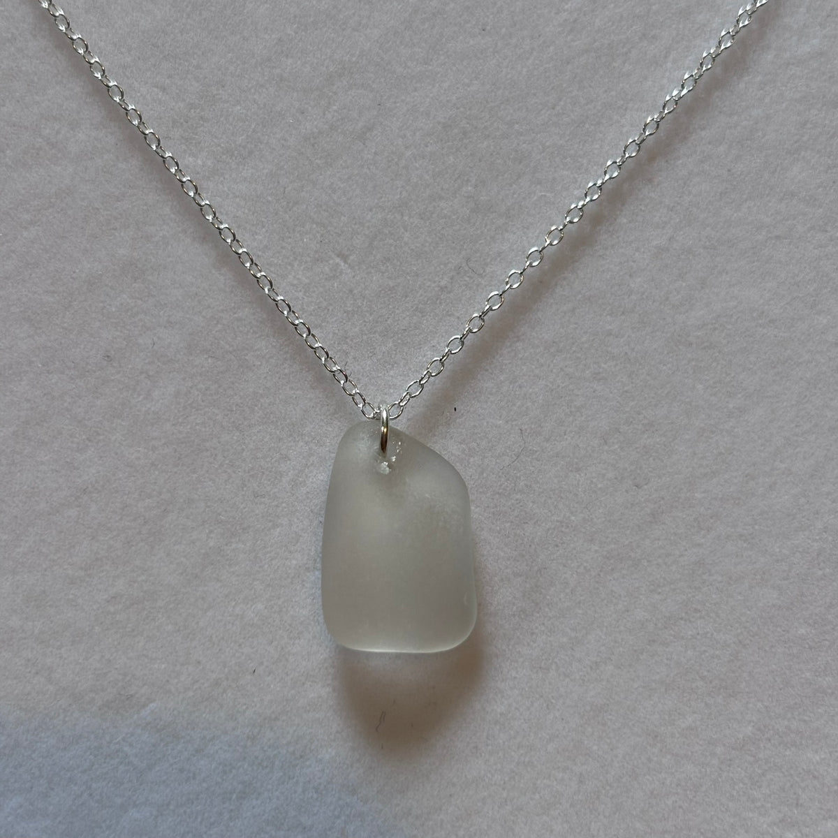 Sterling Silver Sea Glass Necklace - White