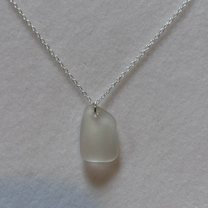 Sterling Silver Sea Glass Necklace - White