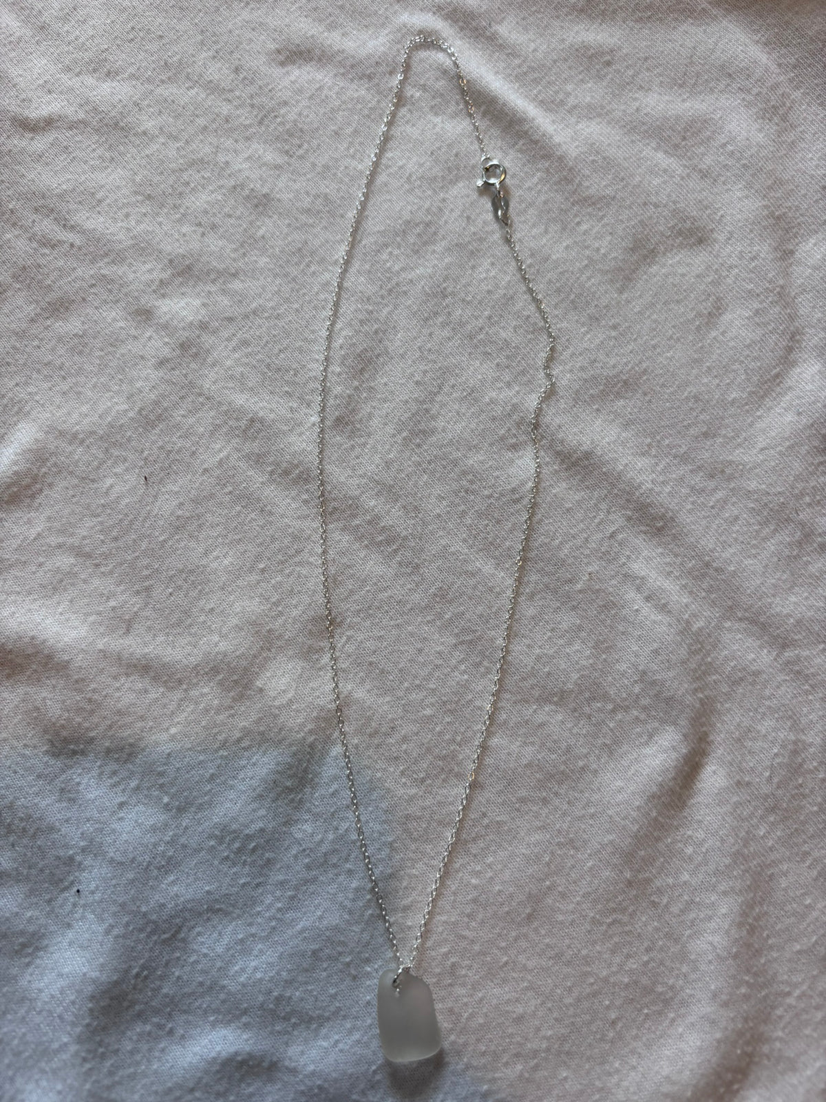 Sterling Silver Sea Glass Necklace - White