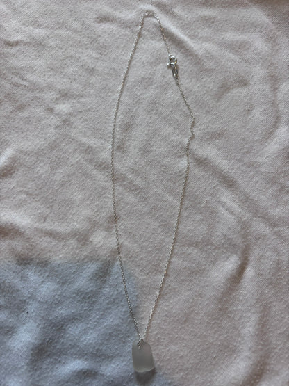Sterling Silver Sea Glass Necklace - White