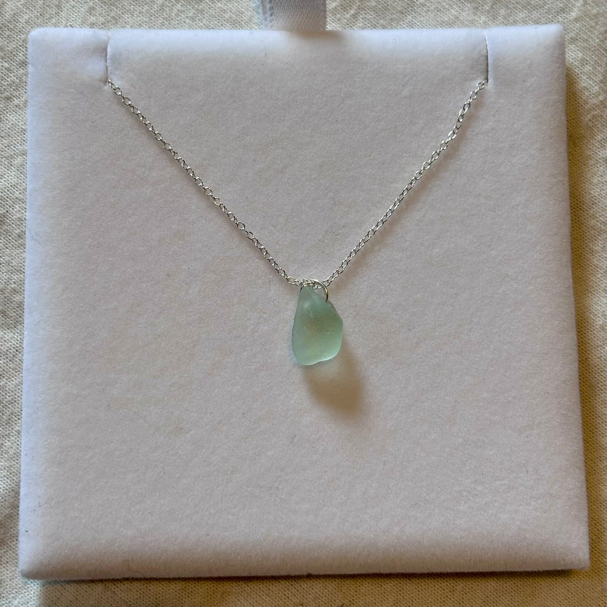 Sterling Silver Sea Glass Necklace - Blue