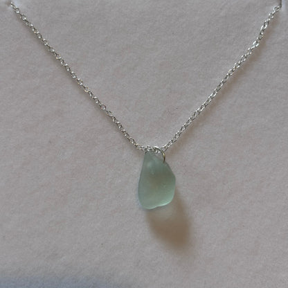 Sterling Silver Sea Glass Necklace - Blue