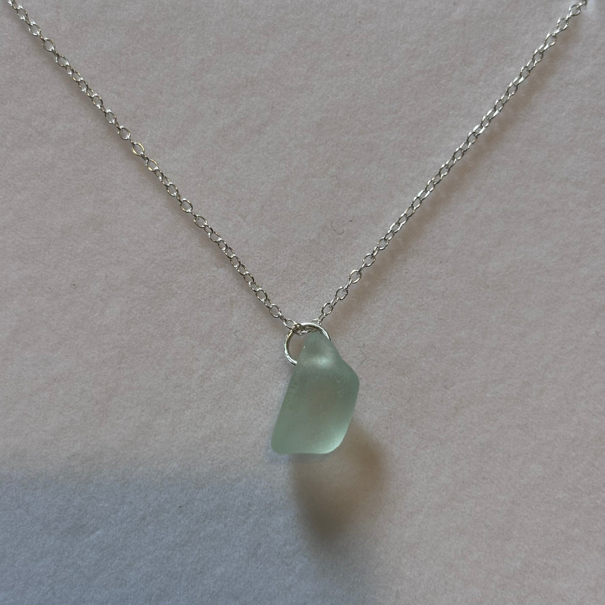 Sterling Silver Sea Glass Necklace - Blue