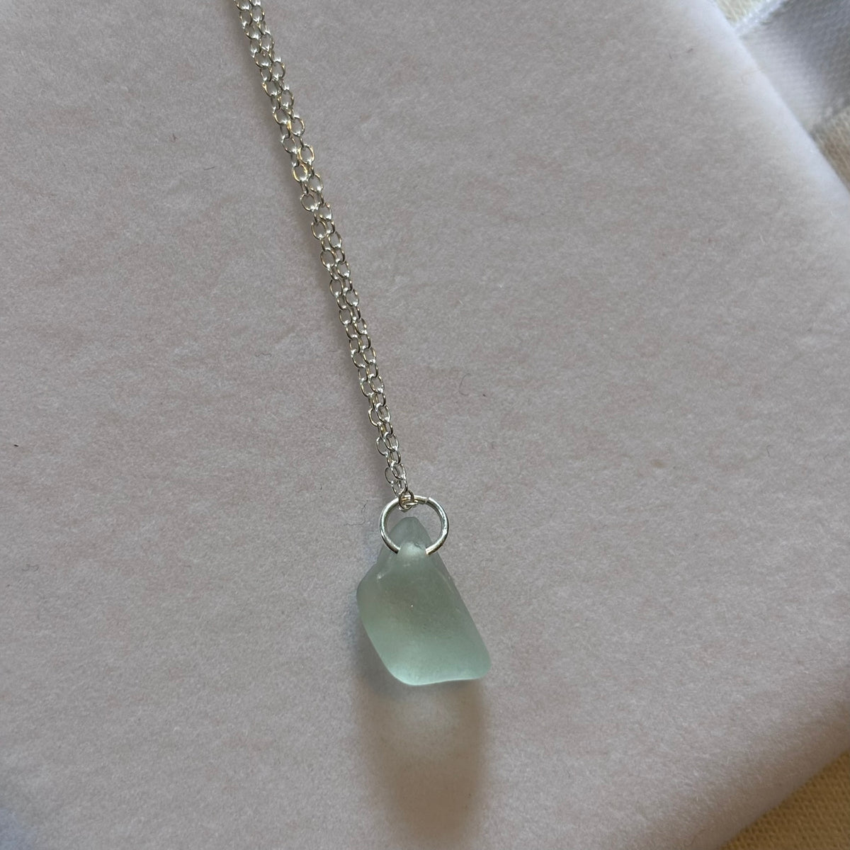 Sterling Silver Sea Glass Necklace - Blue