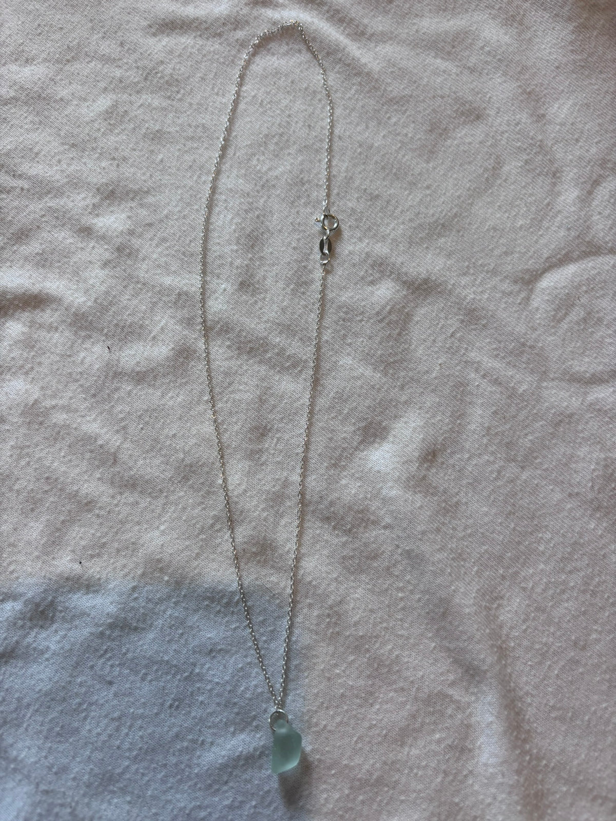 Sterling Silver Sea Glass Necklace - Blue