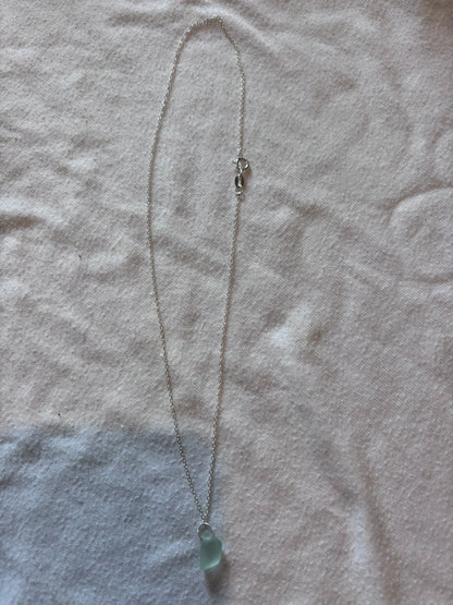 Sterling Silver Sea Glass Necklace - Blue