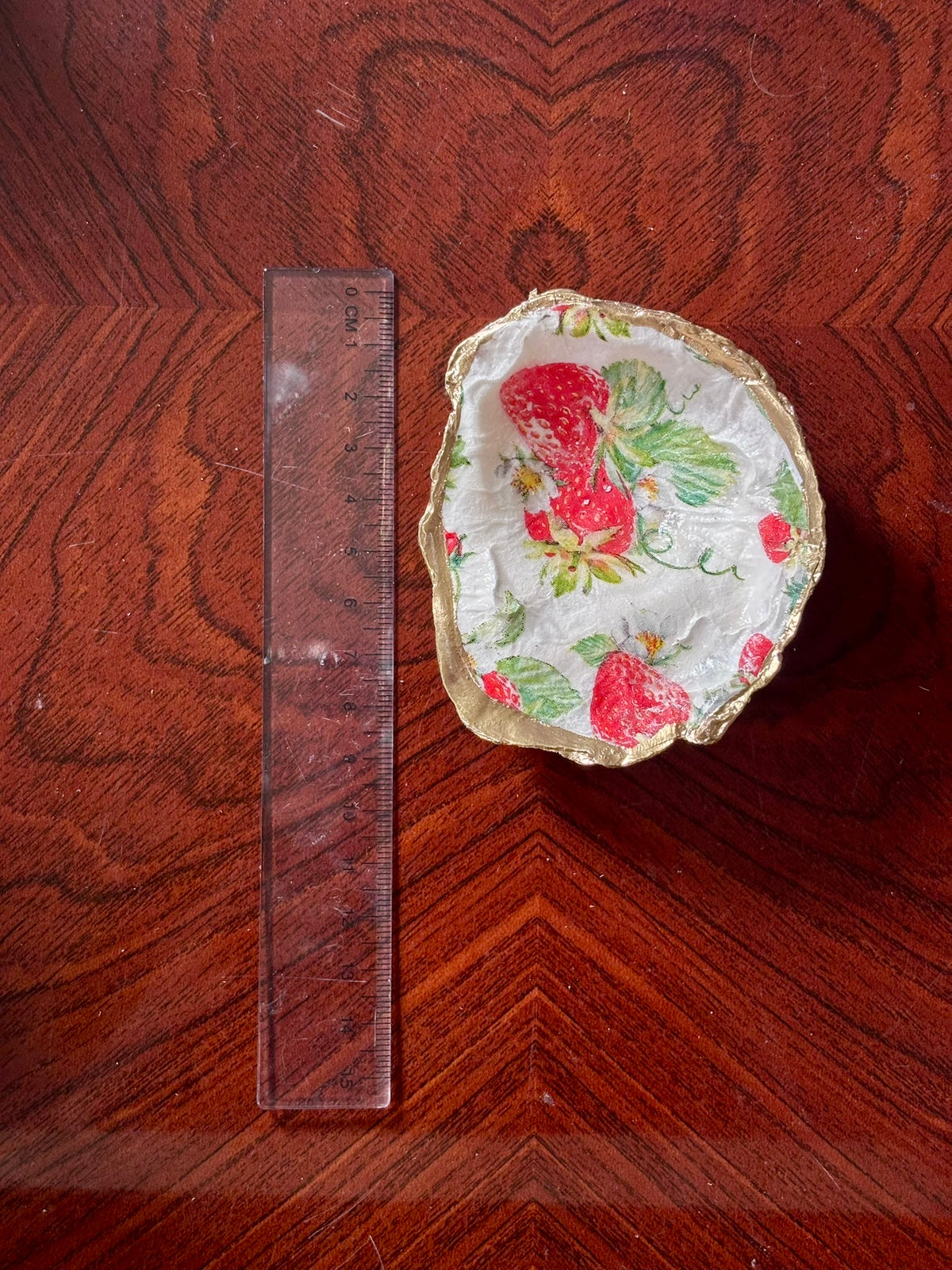 Decoupaged Shell - Strawberries